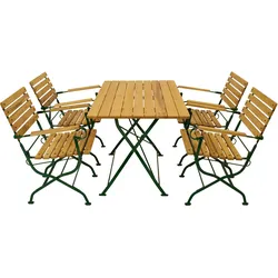 Klappgarnitur PASSAU 5-teilig, Flachstahl grün + Robinie, klappbar