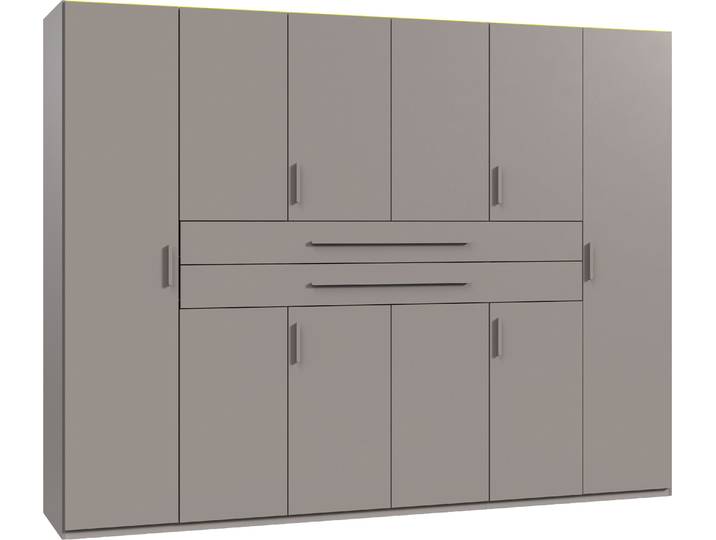 Drehtürenschrank WIMEX Digit, erhältlich in den Breiten 180cm, 225cm oder 270cm , grau (saharagrau), B:270cm H:208cm T:58cm, Holzwerkstoff, Schränke, Drehtürenschrank, Kleiderschrank inkl. zwei Schubkästen in zentraler Höhe