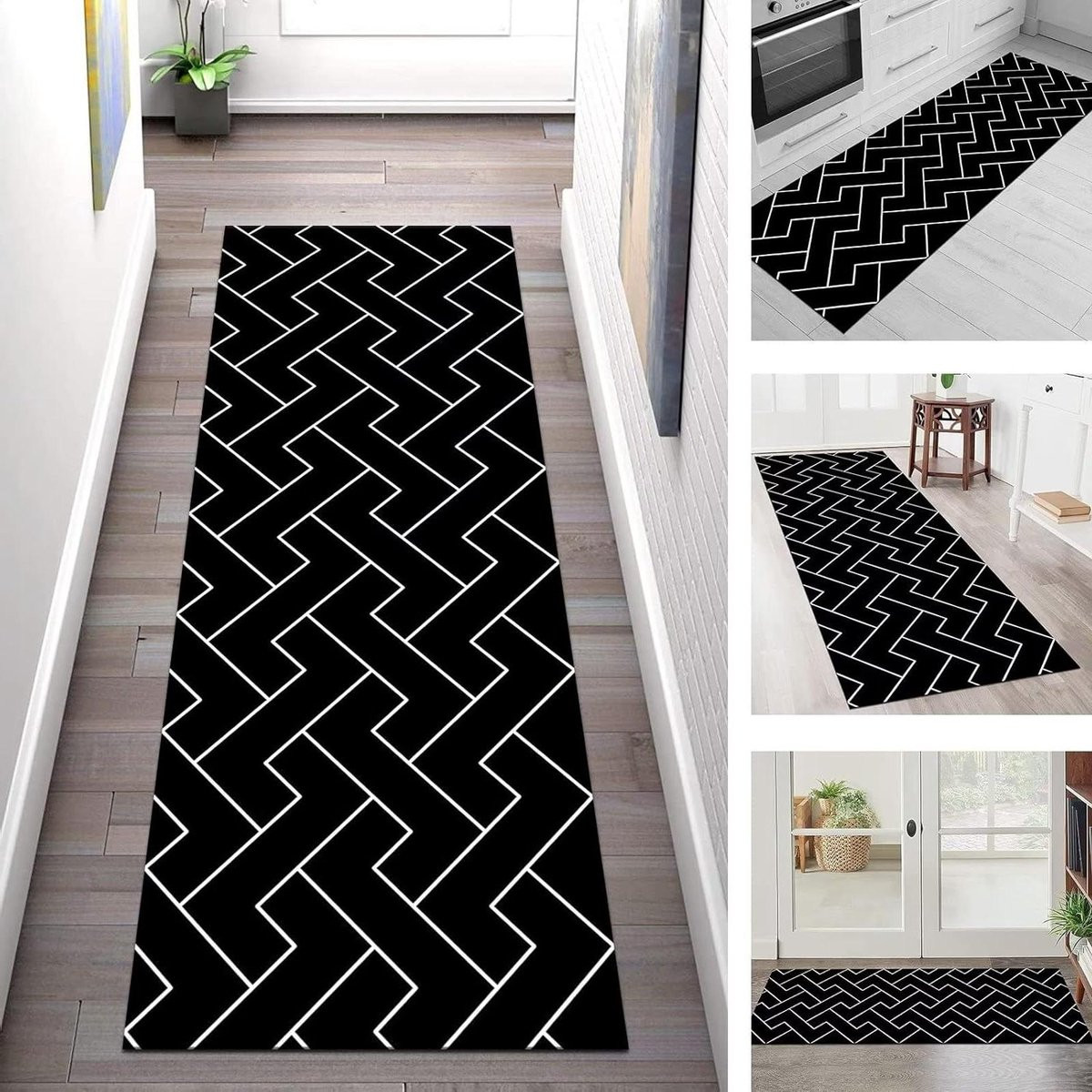 Karpet Runner Keuken Runner Vloerkleed Zwart Wit B/D: 40 x 60 cm