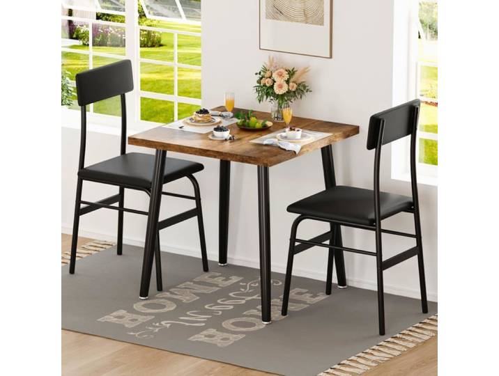 Petit ensemble 2 chaises rembourrées brun rustique restaurant
