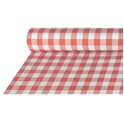 Papstar Papiertischtuch "Vichy Karo" mit Damastprägung auf Rolle - 50 m x 1 m rot, 100 cm