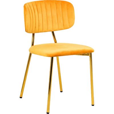 Esszimmerstuhl KAYOOM "Stuhl Kian 125 2er-Set,filigranes Metallgestell,pflegeleicht Samtbezug", orange (hellorange), B:51cm H:80cm T:47cm, Polyester, Stühle, Esszimmerstuhl, samtweicher Bezug, pflegeleichter Samtbezug