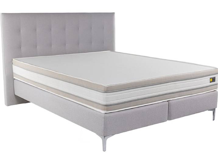 Boxspringbett RELAX BY BICO CHARLOTTE hellgrau 200x200cm fest