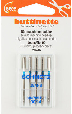 buttinette Nähmaschinennadeln "Jeans", Stärke: 90, Inhalt: 5 Stück