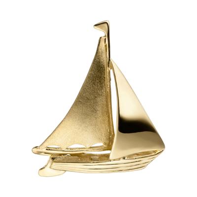 Kettenanhänger JOBO "Anhänger Segelschiff", gold (goldfarben), Schmuckanhänger, Damen, Silber 925 (Sterlingsilber), Kettenanhänger, 925 Silber vergoldet