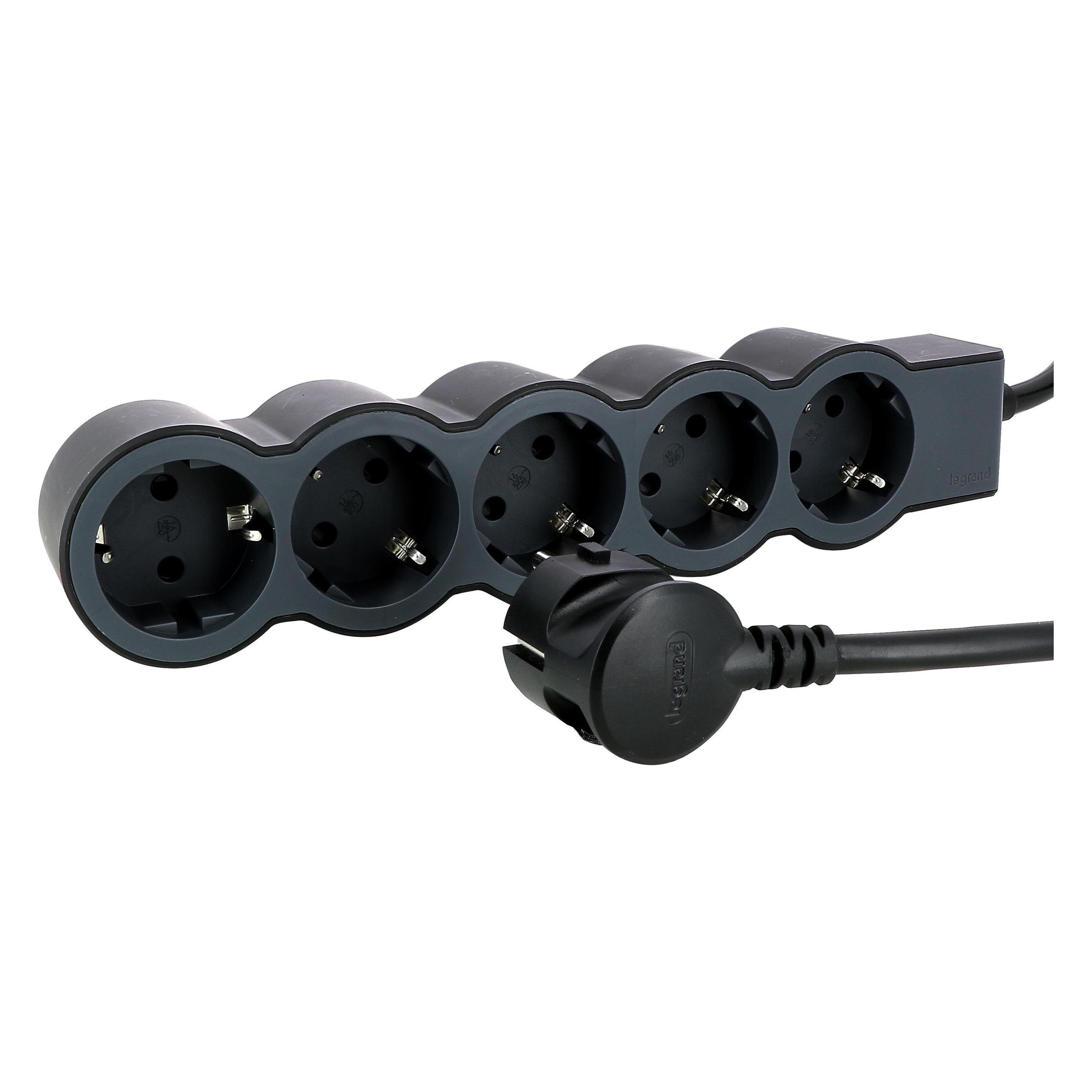Legrand Flache Steckdosenleiste, 5-fach Steckdose (5x, CEE 7/3, CEE 7/7, 1.50 m) (694556)