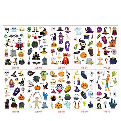Halloween-Cartoon-Tattoo-Aufkleber für Kinder – 10 wasserdichte temporäre Kürbis-Tattoos als Partygeschenk Dekorationen