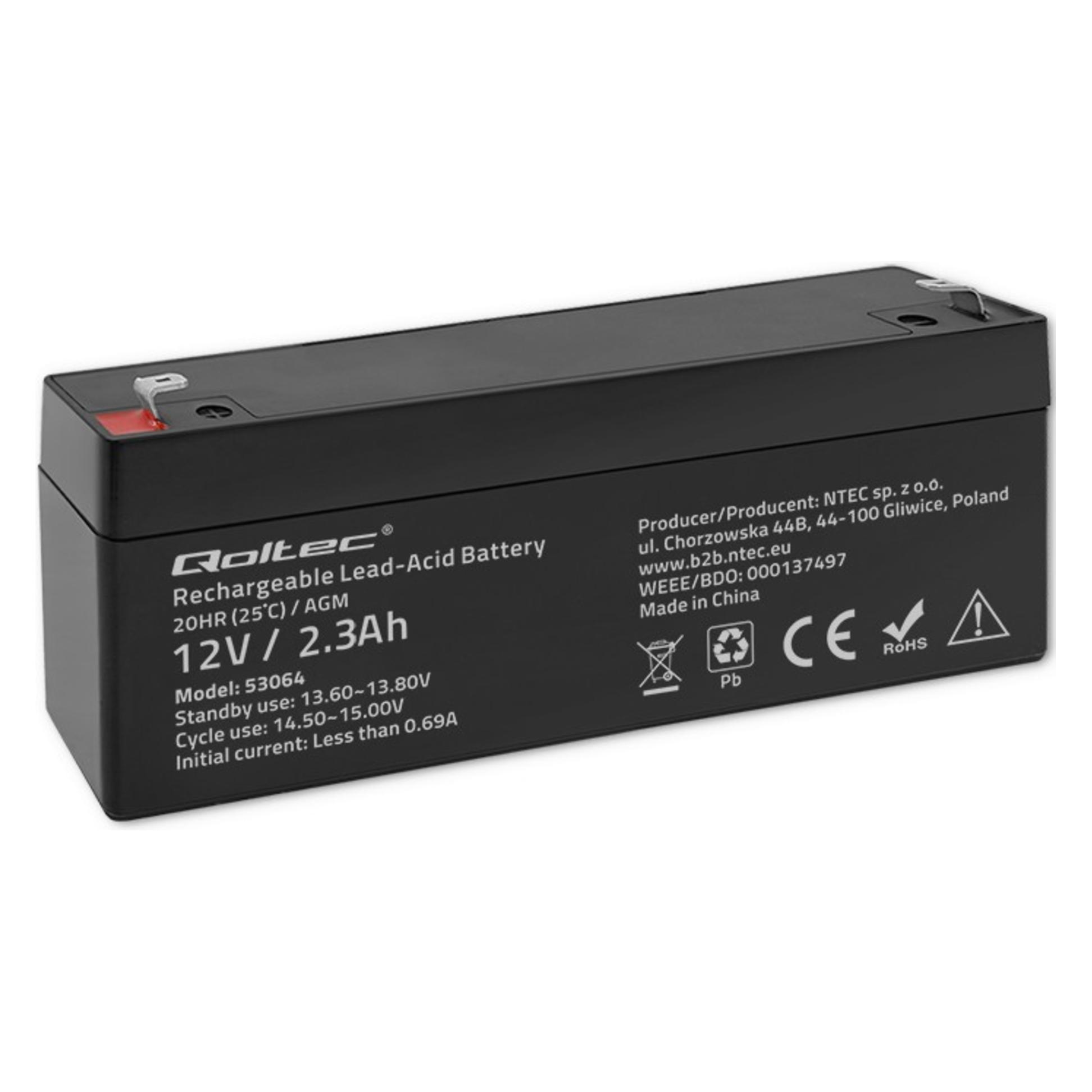 Qoltec 53064 AGM Batterie 12V 2,3Ah max. 34,5A (53064)