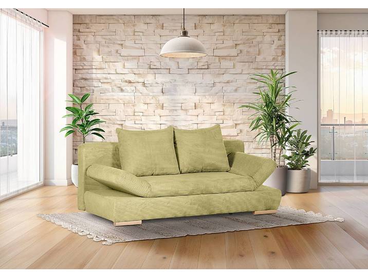 Schlafsofa Moga Grün Cordstoff Calice 200 x 75 x 92cm
