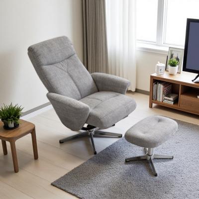 VIVIADORE Swivel Lounge Chair with Ottoman, 360° Rotating Recliner with 110°-145° Adjustable Backrest, Ergonomic Headrest