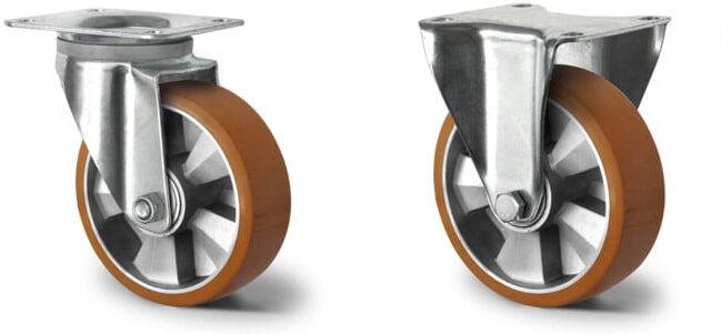 Set CASCOO Lenkrolle ø 125 mm Serie BAU5 Doppelkugellager E-Serie + CASCOO Bockrolle ø 125 mm Serie BAU5 Doppelkugellager