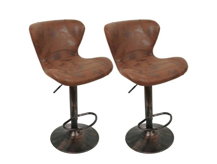 Tabouret Cuisine en Cuir - QIFAshma - Lot de 2 - Hauteur Réglable - Pivotant à 360°