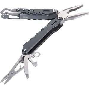 TROIKA Multitool Reisegerät, KTL08/GY, 7 Funktionen, silber / dunkelgrau, Schlüsselanhänger