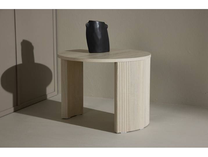 Couchtisch Rouven - mit geriffeltem Korpus - Beige-Holz - Luxusbetten24