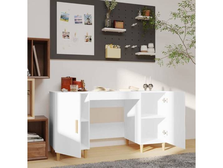 Bureau droit - GKK - Bureau informatique - Blanc 140x50x75 cm - Bois d'ingénierie @779@