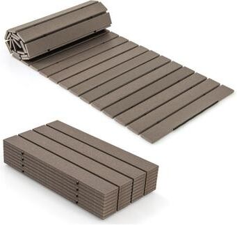 Costway 8 Ft Outdoor Garden Pathway Patio Roll Out Straight Walkways with Metal Wire Connection-M