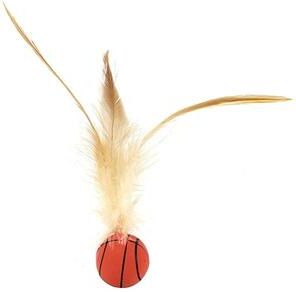 Uplift Essentials Interactive Bouncy Ball Cat Toy With Feathers basketball