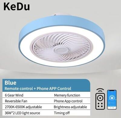 Uplifted Finds Integrated Modern Ceiling Fan Light blue 110 V