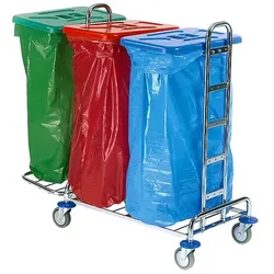 Floorstar TW 3 SOLID Trennwagen Trennwagen 3fach - verchromt mit 3 Halterahmen 120 l