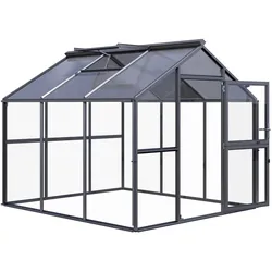 KGT Gewächshaus Novum Typ III Seitenwände: 4 mm Einscheibensicherheitsglas, Dach: 10 mm Hohlkammerplatten anthrazit