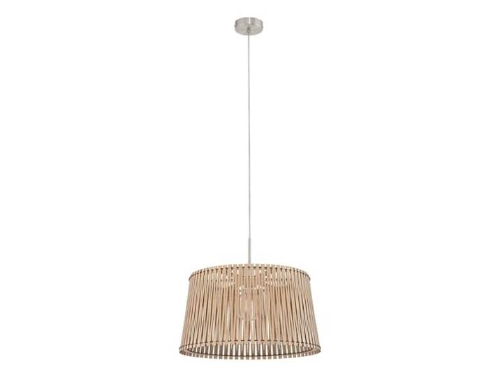 Eglo Suspension Sendero\, lampe suspendue bohème\, luminaire en acier nickel mat\, bois d'érable\, lampe de table à manger naturelle\, lampe de salon suspendue avec douille E27\, Ø 45 cm