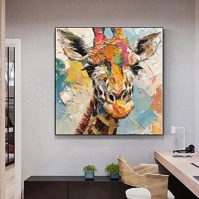 Giraffe Ölgemälde afrikanische Tiere Malerei handgemachte Wandkunst wilde Tiere impasto strukturierte Kunstwerk Geschenke Gemälde für Kinderzimmer Dekoration