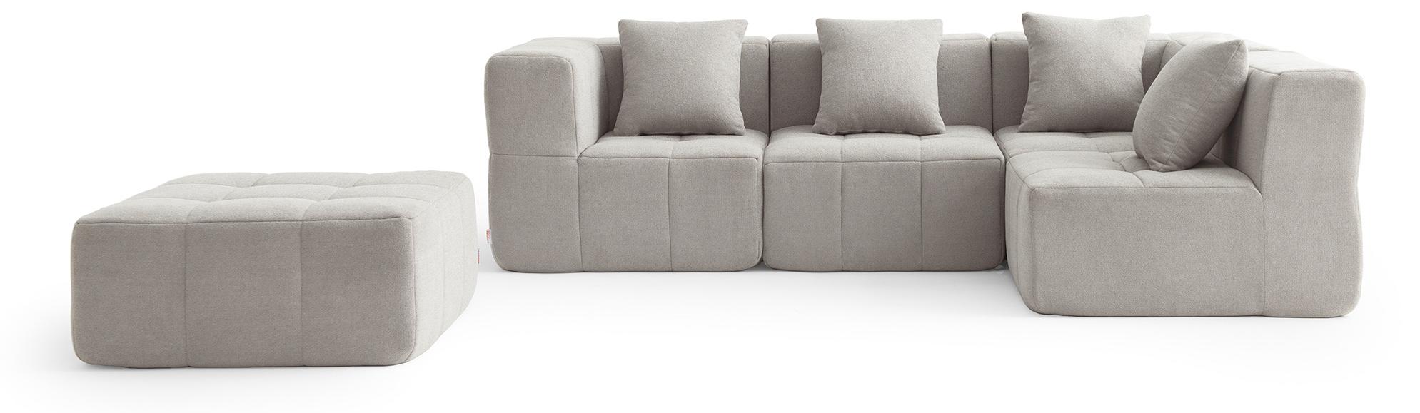 MILYSOFA SOFABULOUS 4-Sitzer-Modul-Ecksofa mit Chaiselongue, feiner Schlingenstoff, Steinbeige