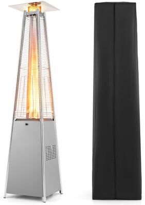 Costway 45000 BTU Pyramid Patio Heater with Zippered Cover Triple Safety Protection and wheels-Gray