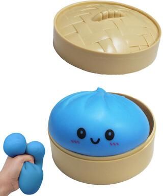 Quick Pick Pro Dumpling Stress Ball Fidget Toy Squishy Sensory Food Stress Relief Hand Toy Steamer Design blue