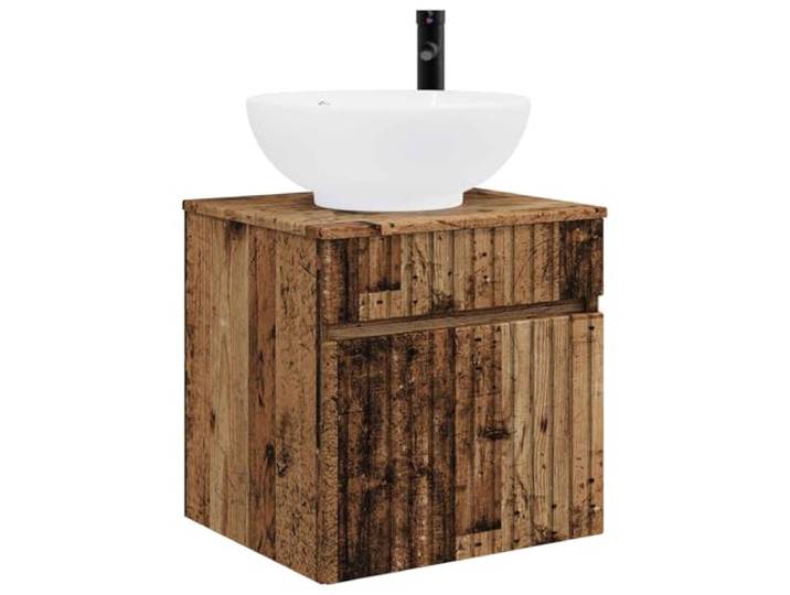 WEMYUFURN Wandmontierte Waschbecken-Vanität Altholz 49 x 44,5 x 66,5 cm Holzwerkstoff-Konstruktion, Schubladensystem, Wandmontage, minimalistisches Design, einfache Montage