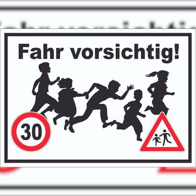 HB-Druck Fahr vorsichtig Aufkleber 30 km/h Aufkleber A3 (297x420mm)