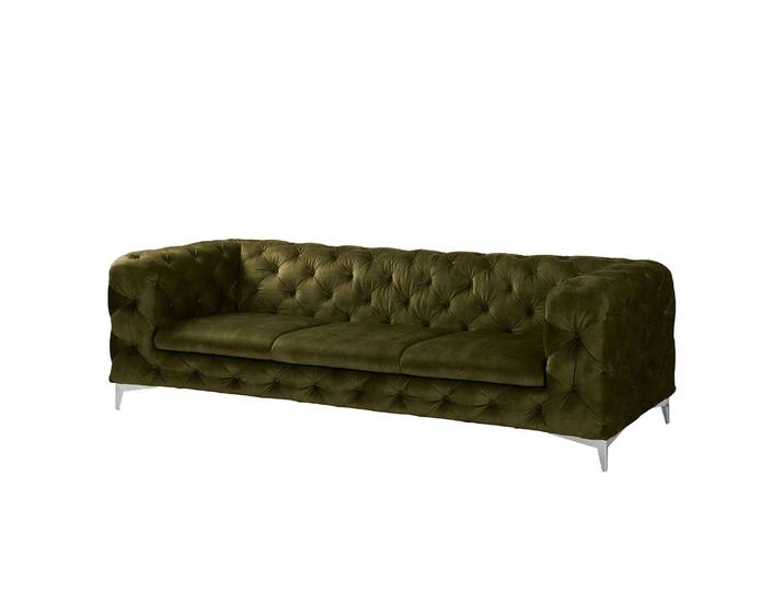 Sofa Merlin 3-Sitzer Grün Samt Tomi 250 x 76 x 97cm Glamour