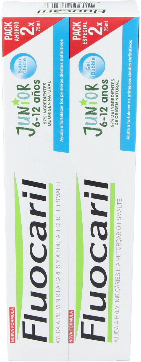 Fluocaril fluocaril junior gel duplo bubble dentifri 2x75ml.