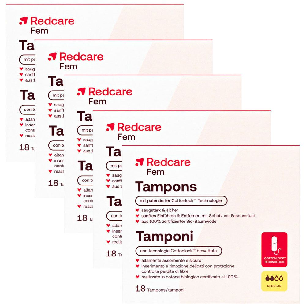 Redcare Tampons Regular Fünferpack 5x18 St Tampon