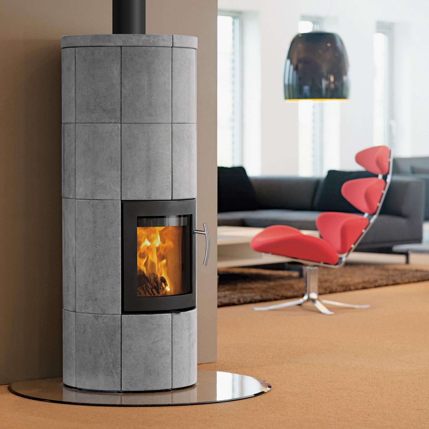 Lotus M2 Kaminofen Schwarz/ Speckstein, Rauchabgang oben