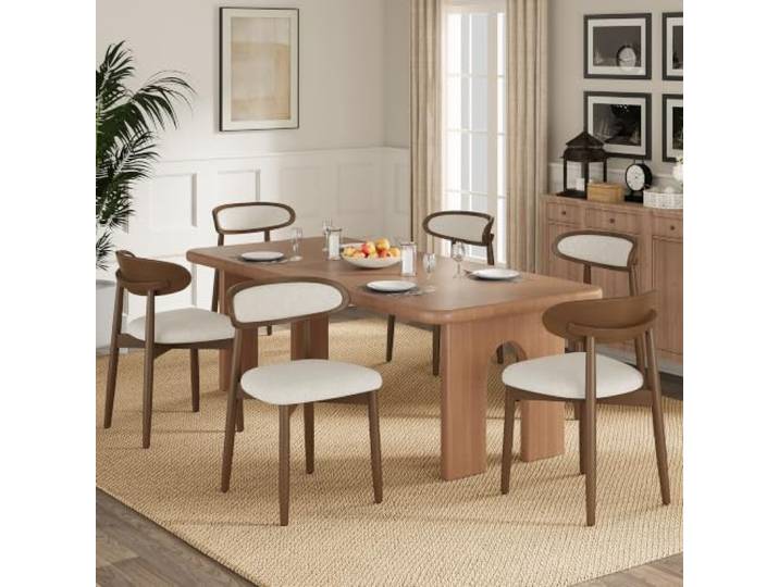MALOL Esszimmerstühle 6er Set, Stühle Esszimmer, Ergonomischer Stuhl mit Massivholzrahmen, 5cm Schaumpolsterung, Bequeme Polstersitzfläche, Küchenstuhl für Zuhause und Gewerbe, Beige
