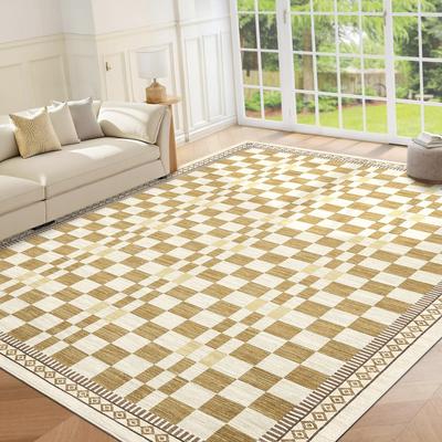 Garvee Modern Geometric Checkered Border Area Rug