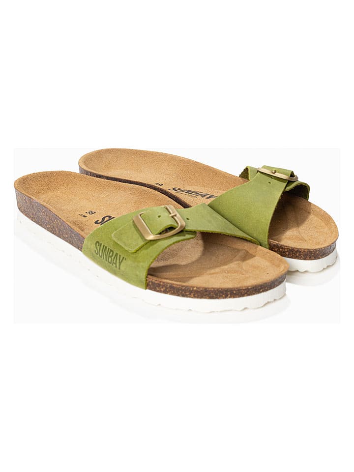 Sunbay Leder-Pantoletten "Jasmin" in Grün - 37