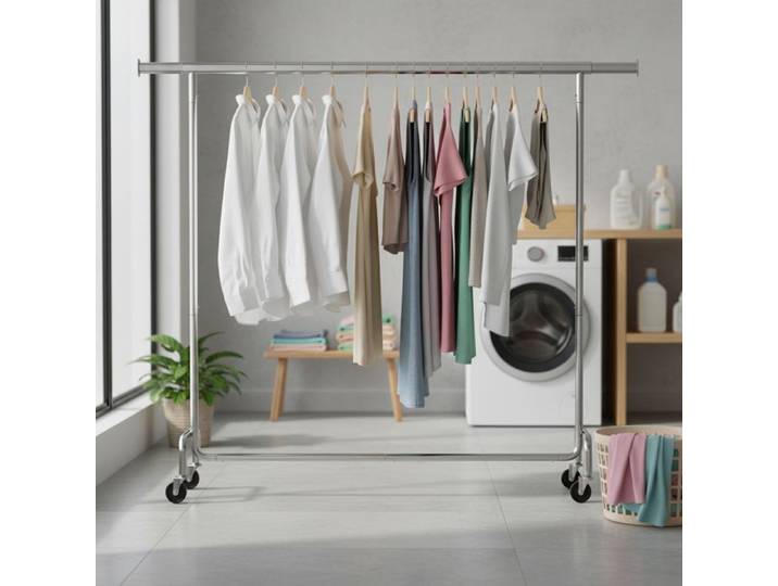 Portant amovible à vêtements sur roulettes charge maximale 110 kg argent