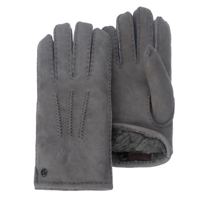 Lederhandschuhe PEARLWOOD "NORTH", Herren, Gr. 8,5, grau, Schafsleder, unifarben, Handschuhe, warm gefüttert, Ziernähte, Temperaturregulierend