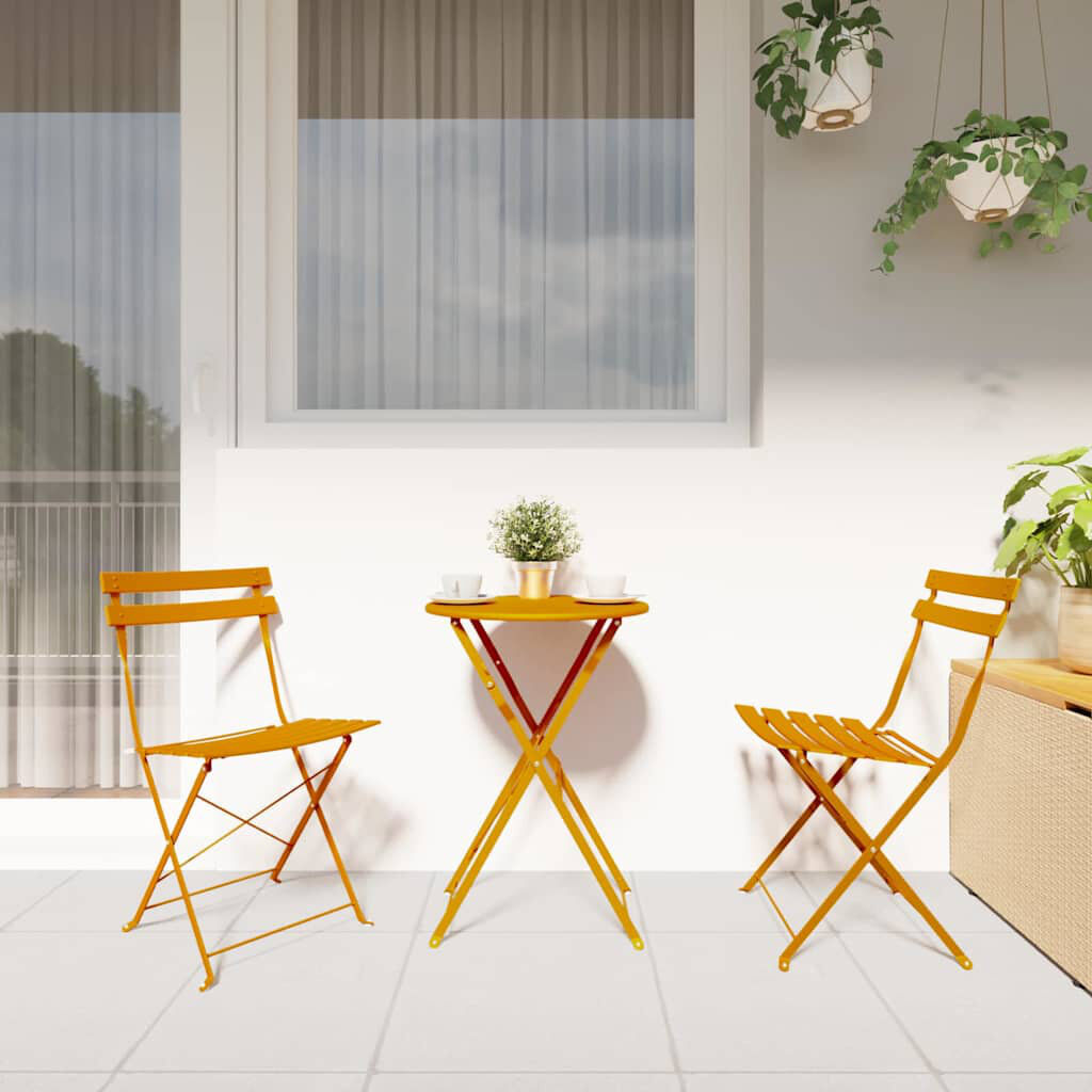 Fjørde & Co 2 - Person Patio Dining Set Rectangular Table with Cushions Included Mustard 2
