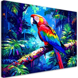LEINWANDBILD Bunter Papagei auf einem Ast 100x70cm