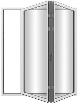 "KaMic Elite-Fold 72"" x 96"" 2-Panel Aluminum Folding Door in White with Hidden Hinges & Rollers, Folded Out From Left To Right"