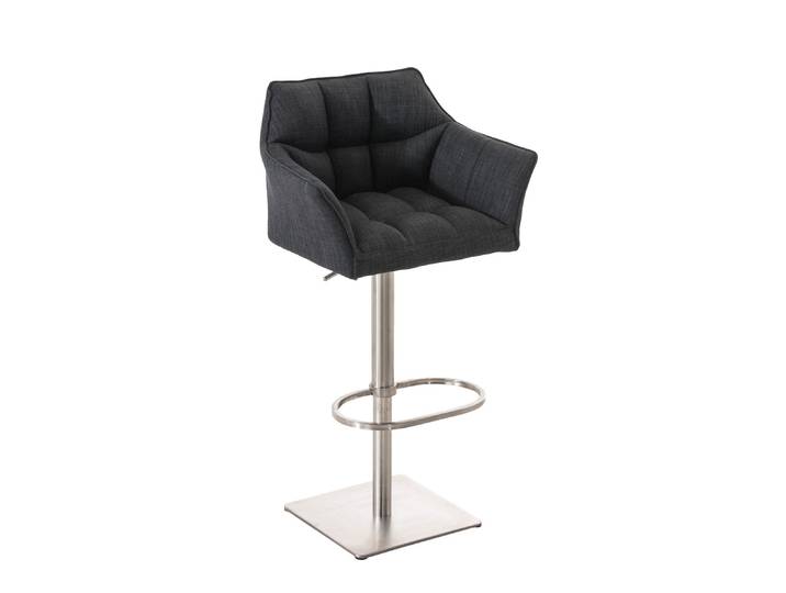 TPFLiving Barhocker Damaskus Gestell Edelstahl Stoff - Dunkelgrau