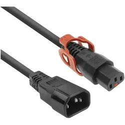 Iec Lock 230V connection cable C13 + - C14 black 2.00 m (2 m), Stromkabel, Schwarz