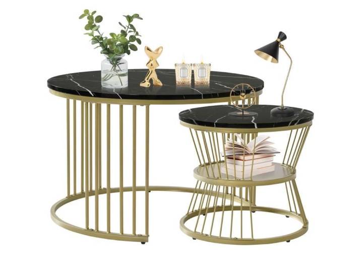 Table basse gigogne moderne - Marque - Modèle - Noir - MDF - Moderne/luxe léger