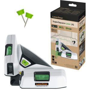 Laserliner Fliesenlaser 081.137E, SuperSquare-Laser 2G, 2 grüne Laserlinien,mit Befestigungsstiften Arbeitsbereich 40m