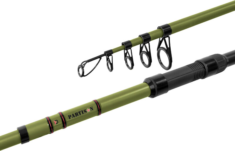 Canne carpe télescopique Delphin PARTISAN 270cm/80g/Tele Gray, Beige, Green, Silver 270cm/80g/Tele