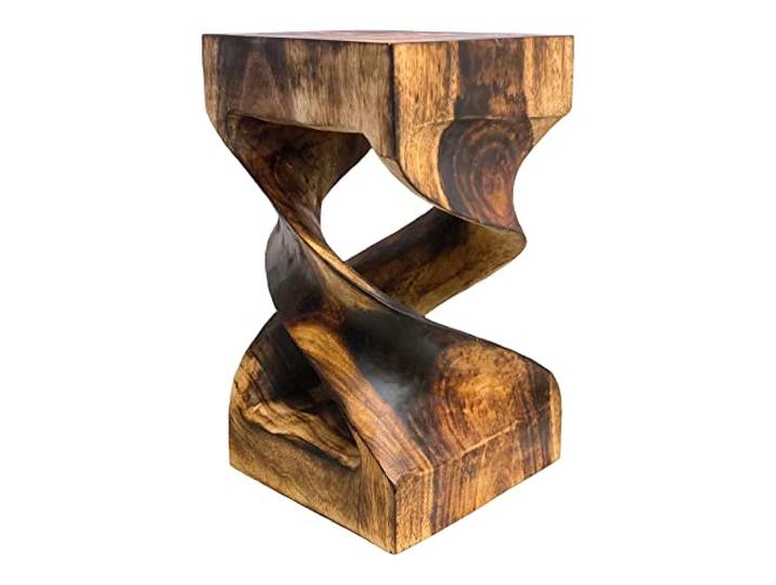 FaHome Holz Beistelltisch - Holzhocker Couchtisch - Handgefertigt - Gedreht aus massivem Suarholz - 50x28x28 cm