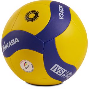 Mikasa Volleyball V345W-DVV VBL, mit FIVB & DVV Zertifizierung, Spiel- & Trainingsball, gelb/blau, 220 Gramm, Größe 5